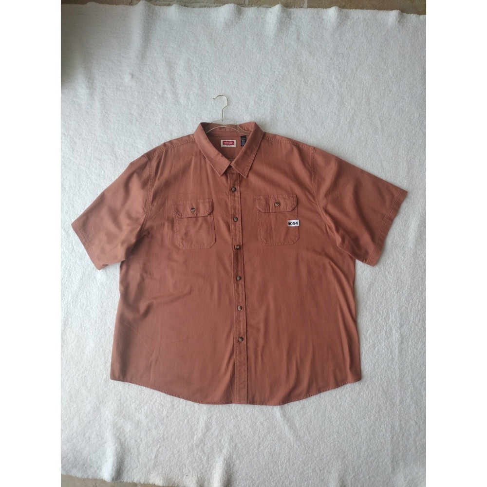 Wrangler Button Up Shirt Men 3XL Pumpkin Spice Casual Short Sleeve Pockets - Picture 4 of 8